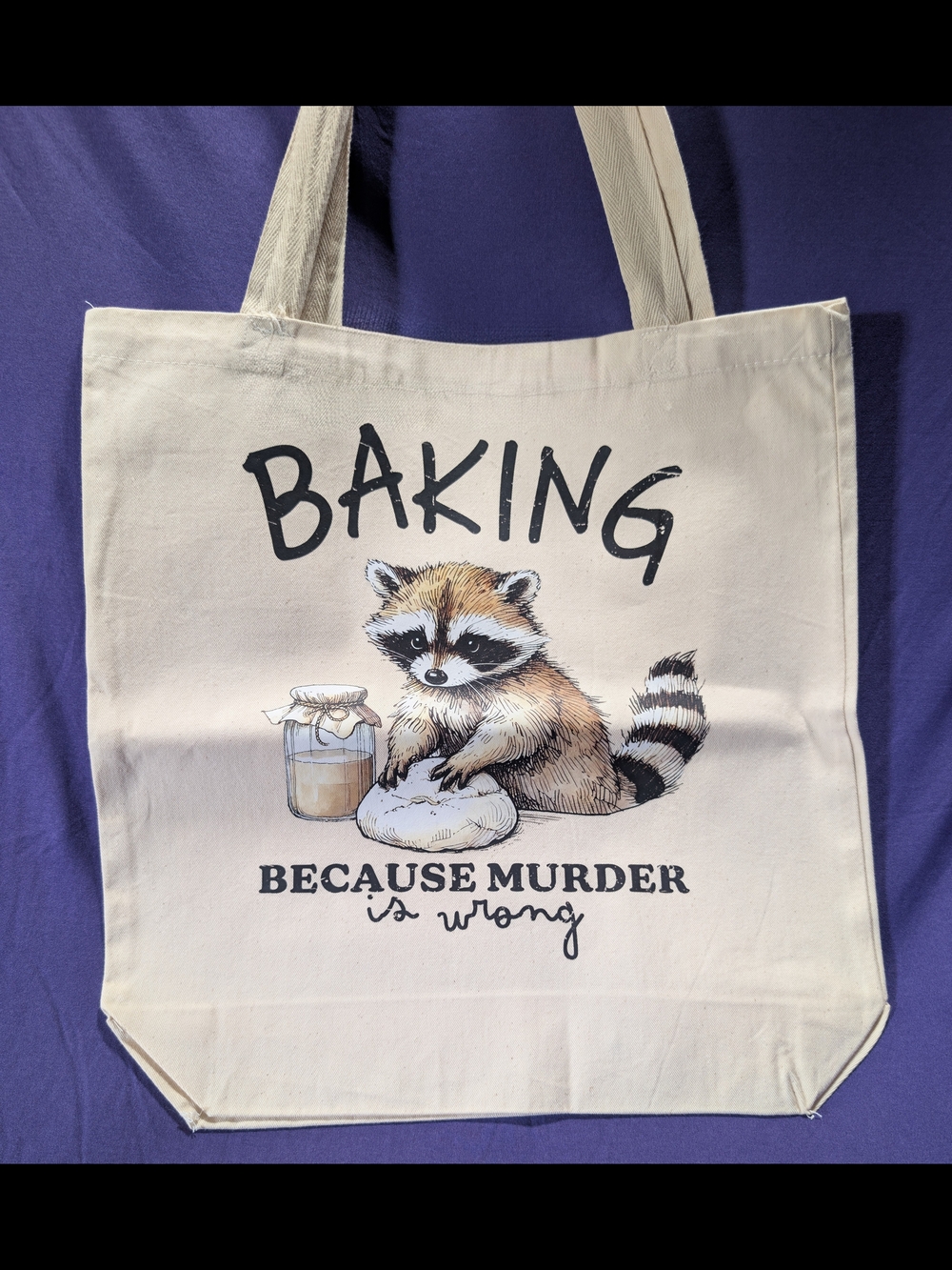 Baking Raccoon Canvas Tote - Cream